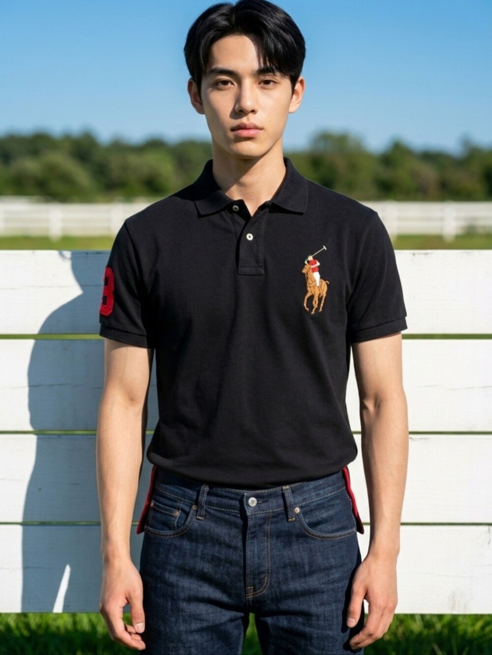 Polo by Ralph Lauren Black and Red Classic Polo Shirt